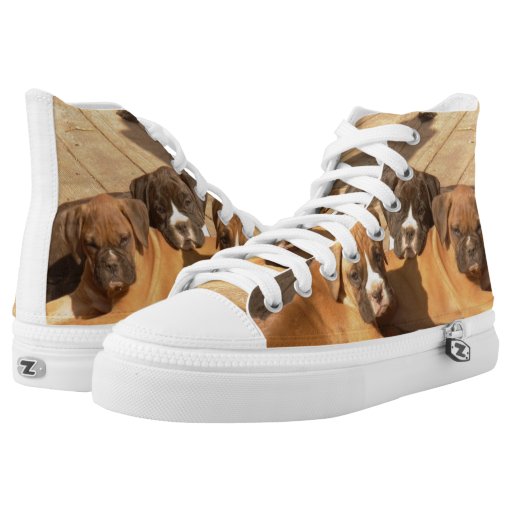 Boxer puppies high top tennis shoes printed shoes Zazzle
