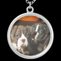 Boxer puppies silver necklace necklaces