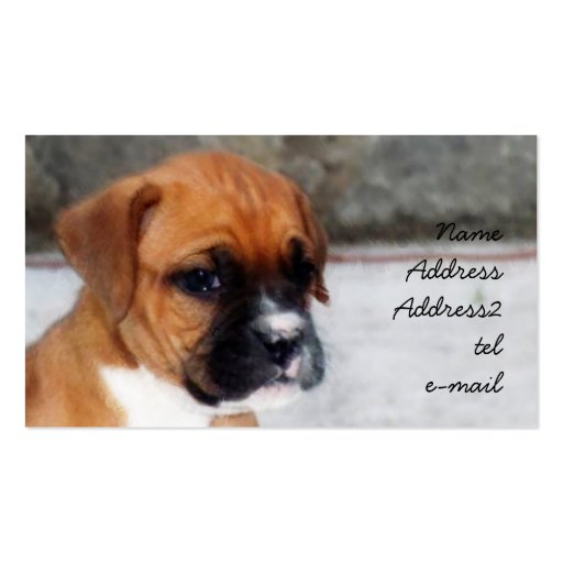 Boxer puppy business card (front side)