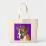 Boxer puppy in Purple Tote Bag