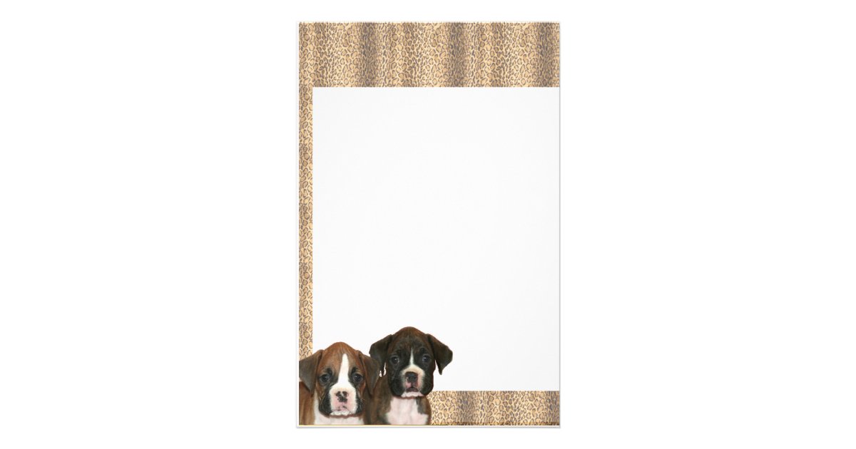 Boxer puppy leopard print stationary stationery | Zazzle