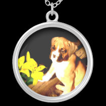 Boxer puppy silver necklace necklaces