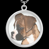 Boxer puppy silver necklace necklaces