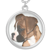 Boxer puppy silver necklace