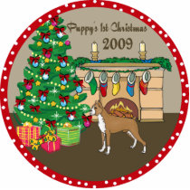 Boxer Puppy's First Christmas Ornament 2009 photo sculptures by freespiritdesigns Boxer Puppy's First Christmas Ornament 2009 photo sculptures