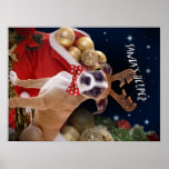 Boxer Santa's Helper Poster