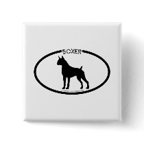 Boxer Silhouette Black Button by dogsilhouettes Boxer Silhouette Black Button
