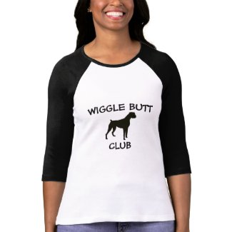 Boxer Wiggle Butt Club Ladies Baseball Tshirt