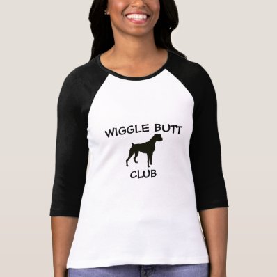 Boxer Wiggle Butt Club Ladies Baseball Tshirt