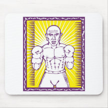 Boxer with boxing gloves posing inside frame mouse pads