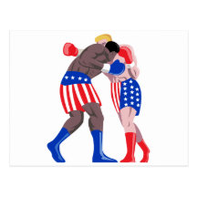 boxers in american colors postcard