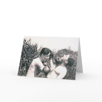 boxing boys greeting card