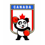 This cute little panda bear is ready for a boxing match! Panda wears boxing gloves before a Canadian flag shield. Great for Canada boxing fans or boxers!