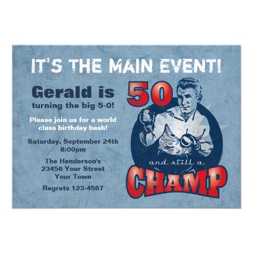 Boxing Champ 50th Birthday Party Invitation