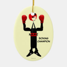 Boxing Champion Cartoon Christmas Tree Ornament