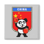 This cute little panda bear is ready for a boxing match! Panda wears boxing gloves before a China flag shield. Great for Chinese boxing fans or boxers!