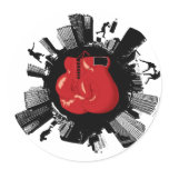 Boxing City Round Sticker