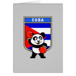 This cute little panda bear is ready for a boxing match! Panda wears boxing gloves before a Cuba flag shield. Great for Cuban boxing fans or boxers!