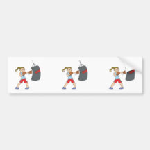 boxing girl punching bag bumper sticker