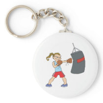 boxing girl punching bag keychains