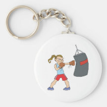 boxing girl punching bag key chain