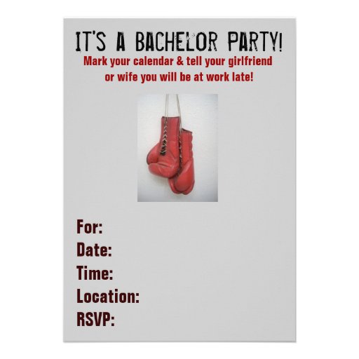 Boxing Gloves Bachelor Party Invitations