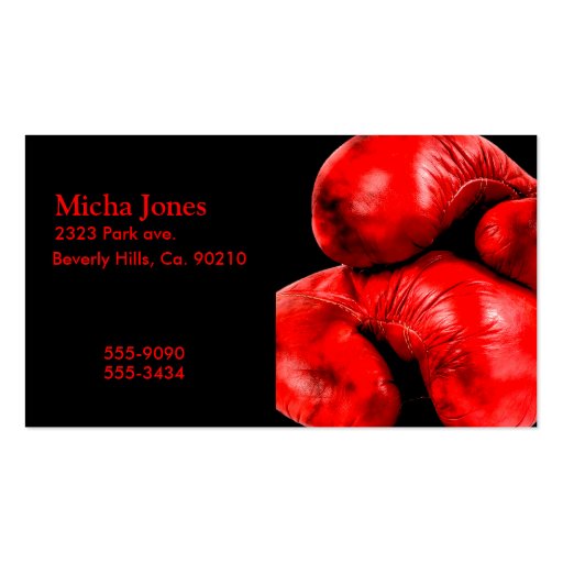 Boxing Gloves Boxer Grunge Style Business Card (front side)