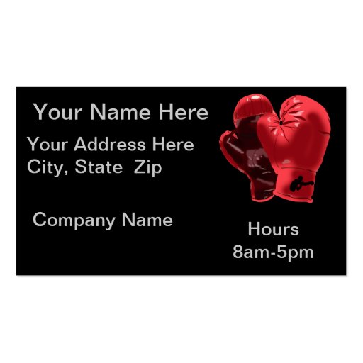 Boxing Gloves Business Cards (front side)