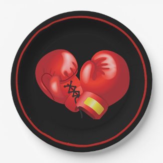 Boxing Gloves Design Paper Party Plate