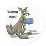 Boxing Kangaroo Round Stickers