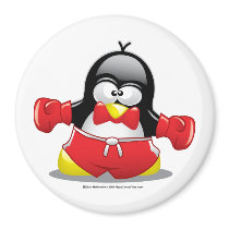Boxing Penguin magnets by fightcancertees Boxing Penguin magnets