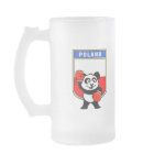 This cute little panda bear is ready for a boxing match! Panda wears boxing gloves before a Poland flag shield. Great for Polish boxing fans or boxers!