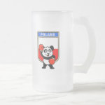 This cute little panda bear is ready for a boxing match! Panda wears boxing gloves before a Poland flag shield. Great for Polish boxing fans or boxers!