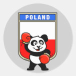 Boxing Poland Panda Round Stickers