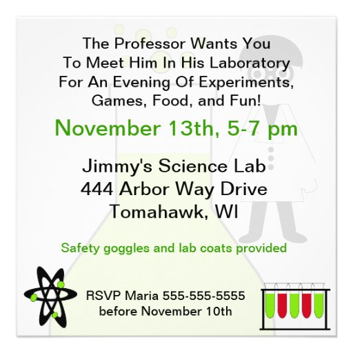 Boy All About Science Birthday Party Invitation