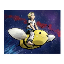boy and bee postcard postcards