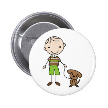 Boy and Dog Button