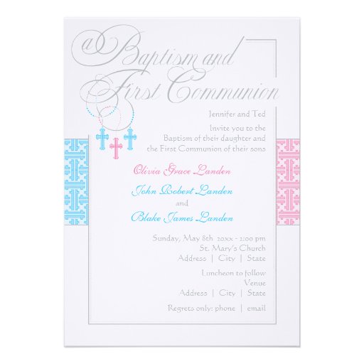 Boy and Girl Baptism & Communion Invitation (front side)