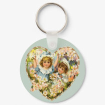 Boy and Girl Floral Heart keychains