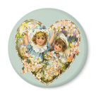 round_magnet - Sweet Victorian style vintage heart with adorable little boy and girl surrounded by a floral heart. Many gifts and apparel available with this design in my store.: Sizes 