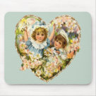 standard_mousepad - Sweet Victorian style vintage heart with adorable little boy and girl surrounded by a floral heart. Many gifts and apparel available with this design in my store.: Sizes 
