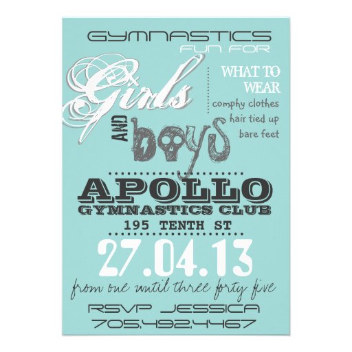 Boy and Girl Gymnastics Birthday Invitation