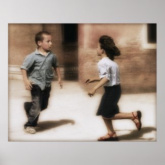 Boy and Girl in Venice, Italy print