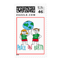 Boy and Girl Peace on Earth postage
