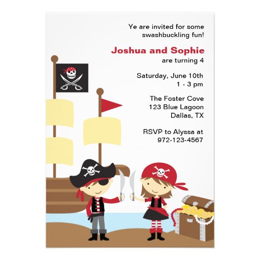 Boy and Girl Pirate Invitations