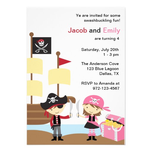 Boy and Girl Pirate Invitations