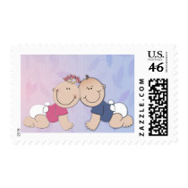 Boy and Girl Twin Theme Design Stamps
