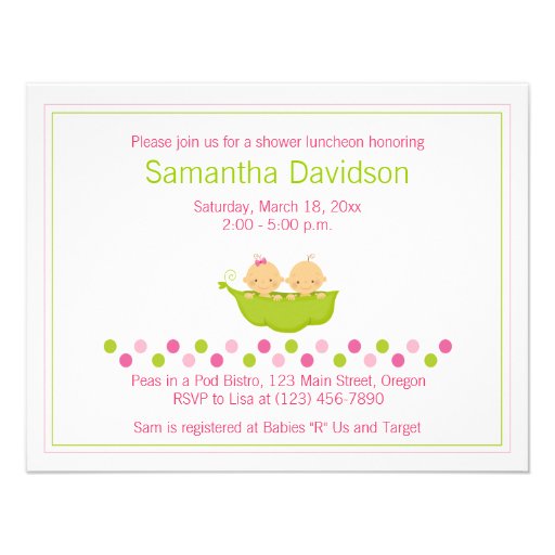 Boy and Girl Twins Peas in a Pod Invitation