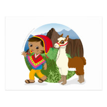 Boy and his llama post cards