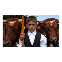 Boy and oxen business card template
